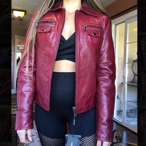 Dolce and Gabbana Red Leather Jacket NWOT